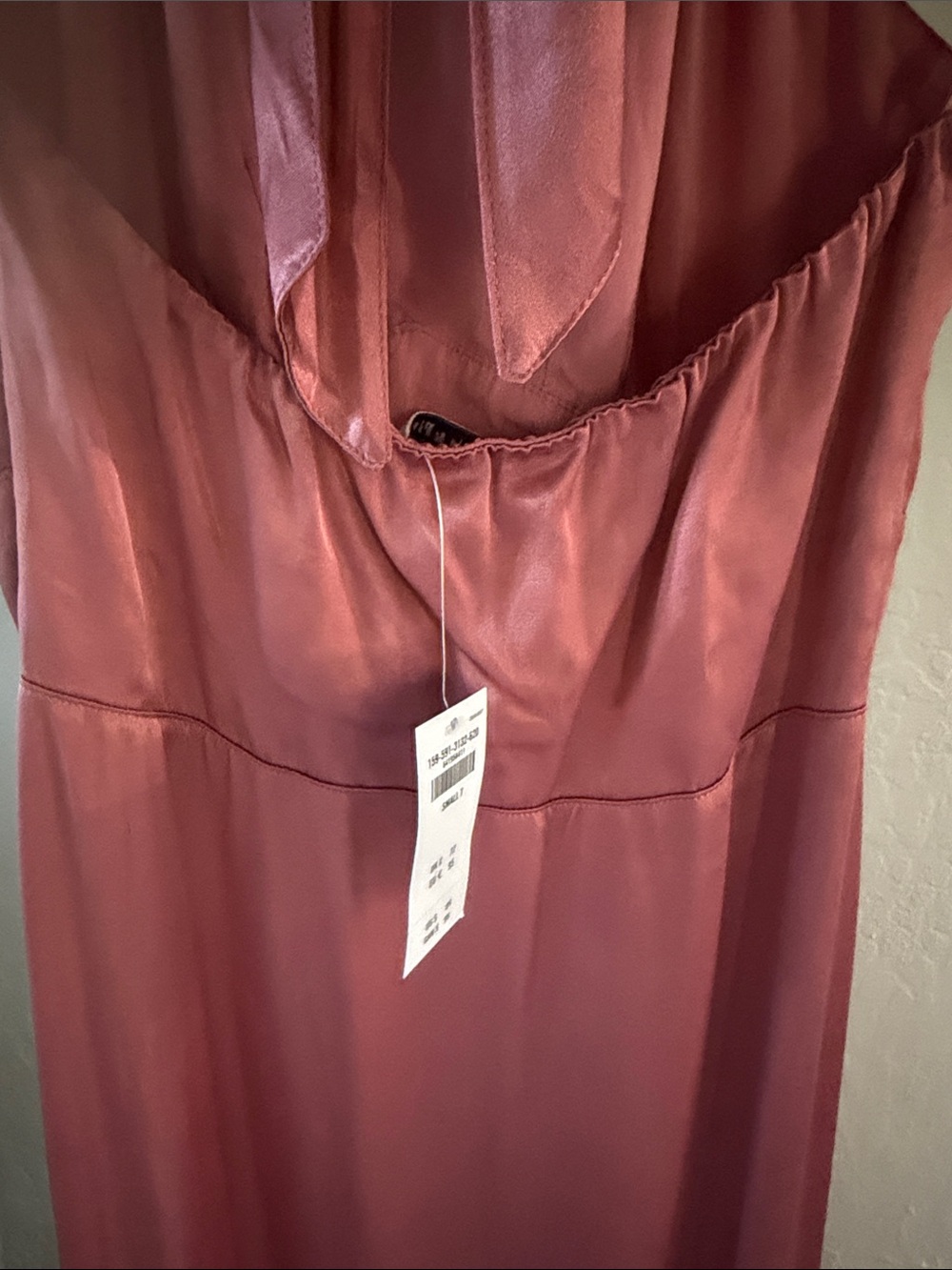 NWT Abercrombie & Fitch Rose Pink Halter Satin Maxi Dress High-low Size S - Picture 5 of 6